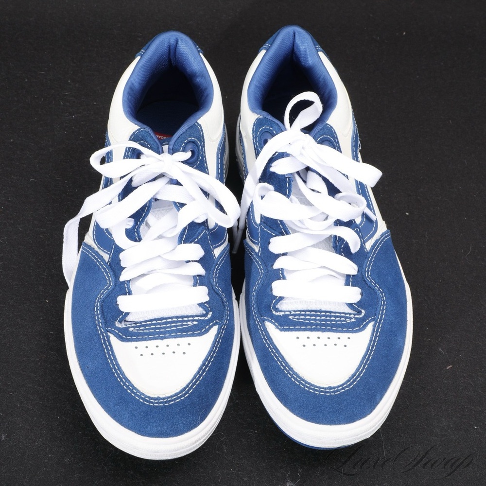 VANS OFF THE WALL WHITE/ROYAL BLUE LEATHER AND SUEDE SNEAKERS MEN 7.5 WOMENS 9